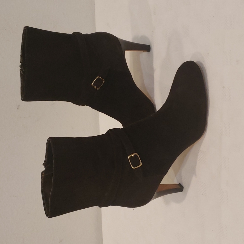 Ann Taylor Black Suede Heeled Ankle Boots